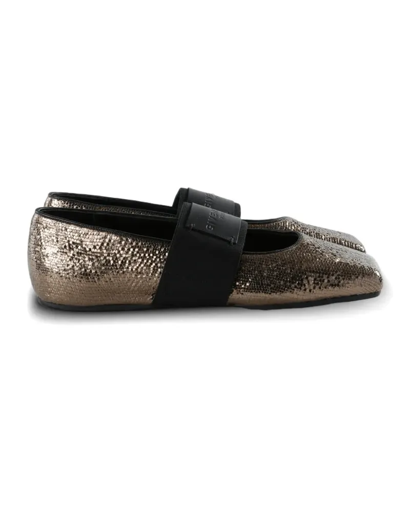 Givenchy snake-effect elasticated-strap ballet flats - Braun Braun