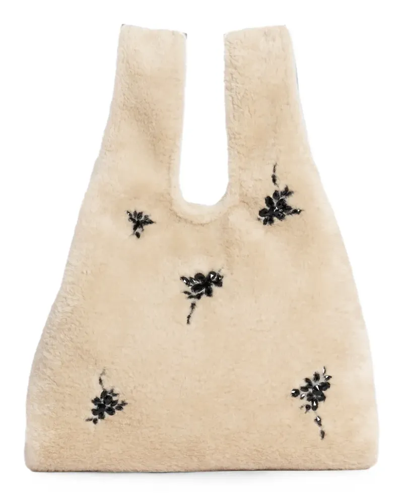 Simone Rocha Verzierter Shopper aus Faux Fur - Nude Nude