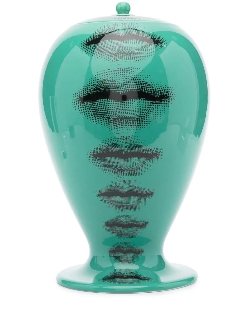 Fornasetti Vase mit Gesicht-Print Grün