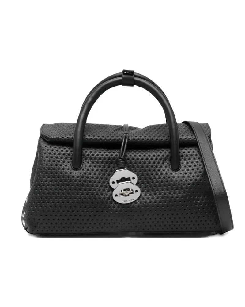 Zanellato perforated stud leather tote - Schwarz Schwarz