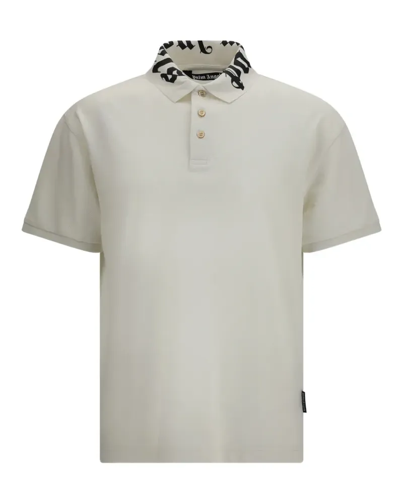 Palm Angels logo-collar cotton polo shirt - Nude Nude
