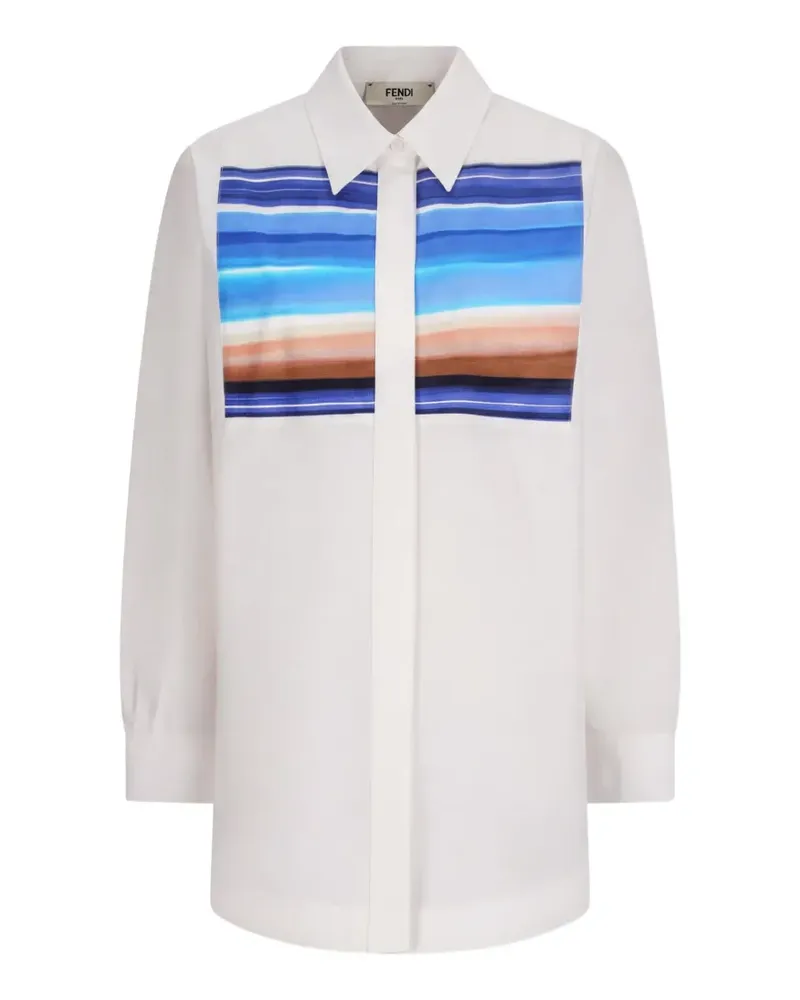 Fendi Gestreiftes Hemd - Weiß Weiß