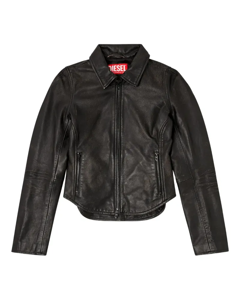 Diesel L-Egrad Shearling-Jacke mit Reißverschluss - Schwarz Schwarz