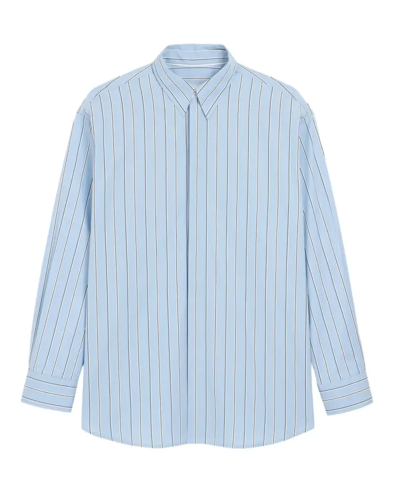 AMI Paris Gestreiftes Hemd mit abnehmbarem Kragen - Blau Blau