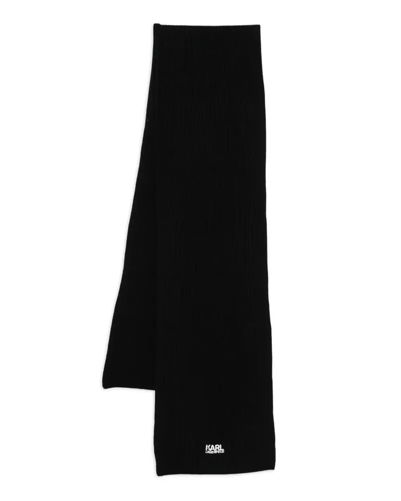 Karl Lagerfeld Schal mit Logo-Stickerei - Schwarz Schwarz