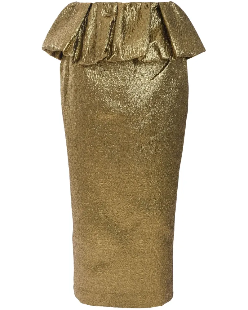 Self-Portrait Klassischer Jacquard-Midirock - Gold Gold