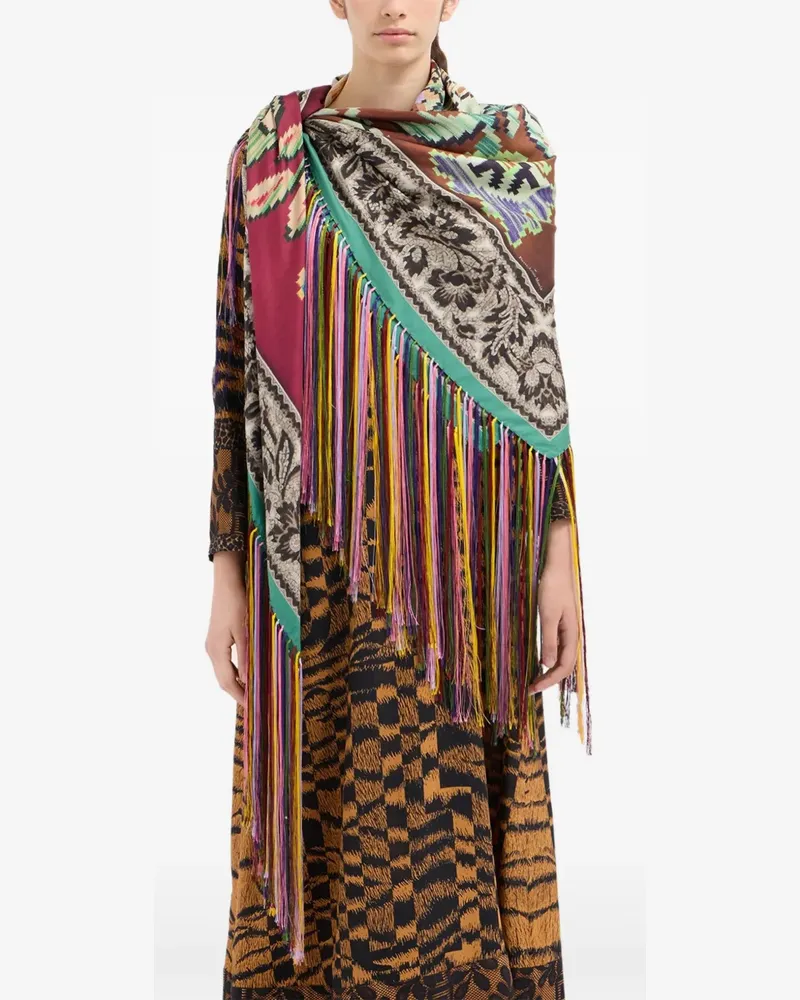 Pierre-Louis Mascia patterned fringed scarf - Rot Rot