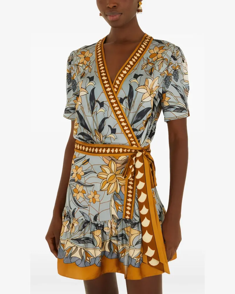 FARM Rio Stained Glass Beauty wrap mini dress - Blau Blau
