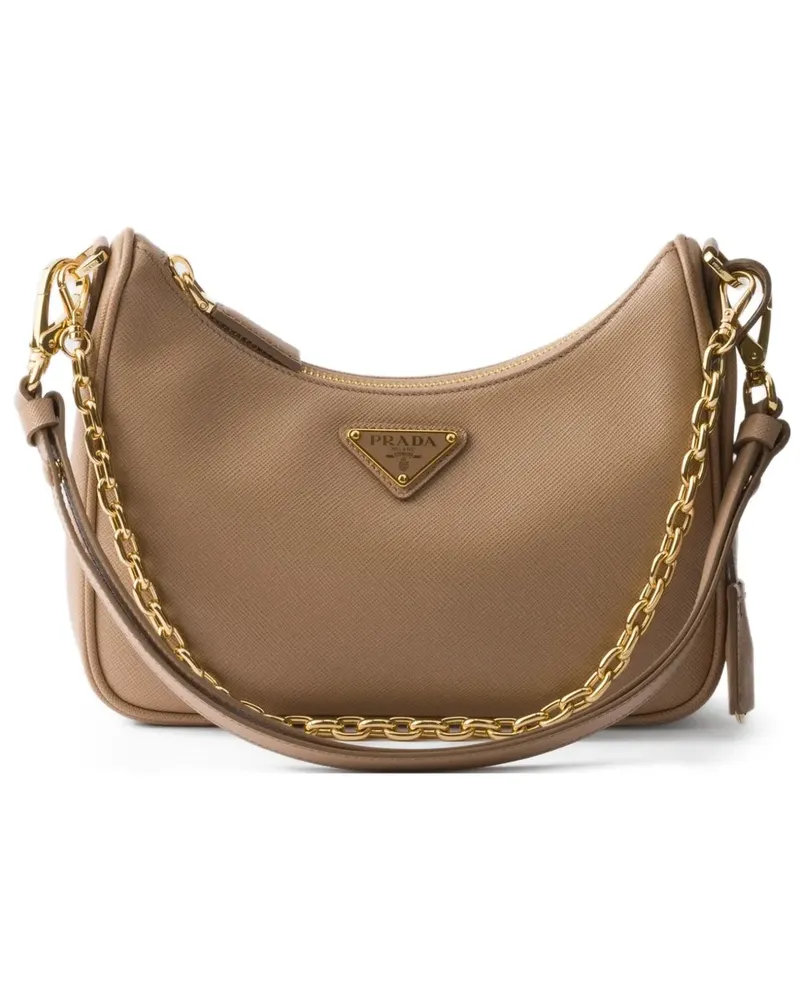 Prada mini Re-Edition Saffiano-leather shoulder bag - Nude Nude