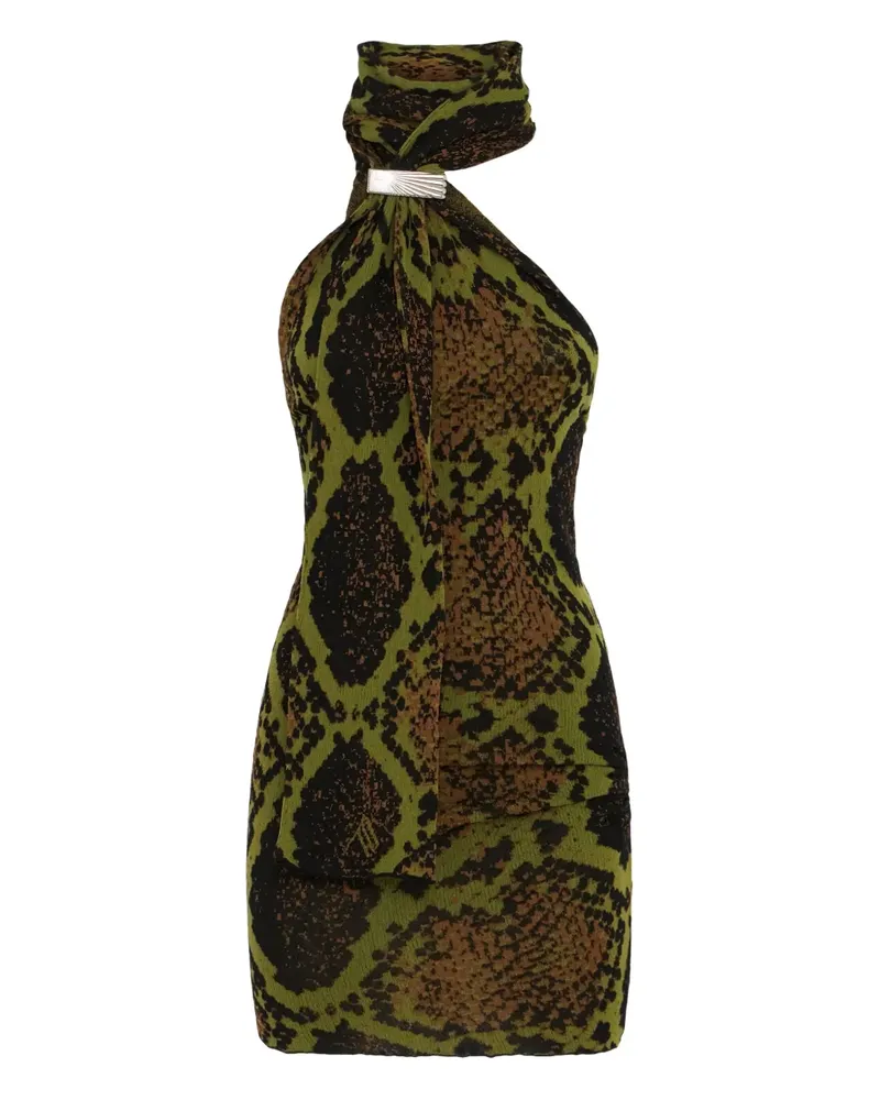 ATTICO Neckholder-Minikleid mit Schlangenprint - Grün Grün