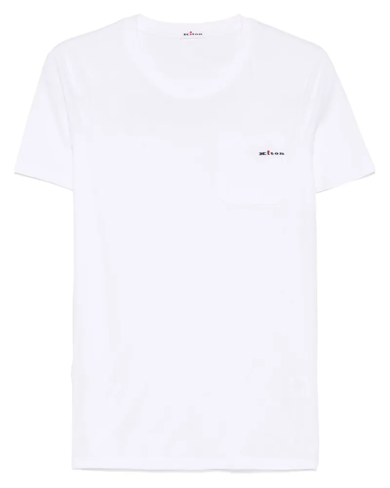 Kiton T-Shirt mit Logo-Stickerei - Weiß Weiß