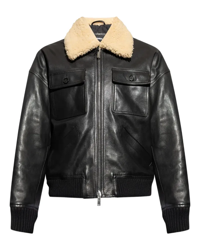 Dsquared2 Bomberjacke aus Leder - Schwarz Schwarz