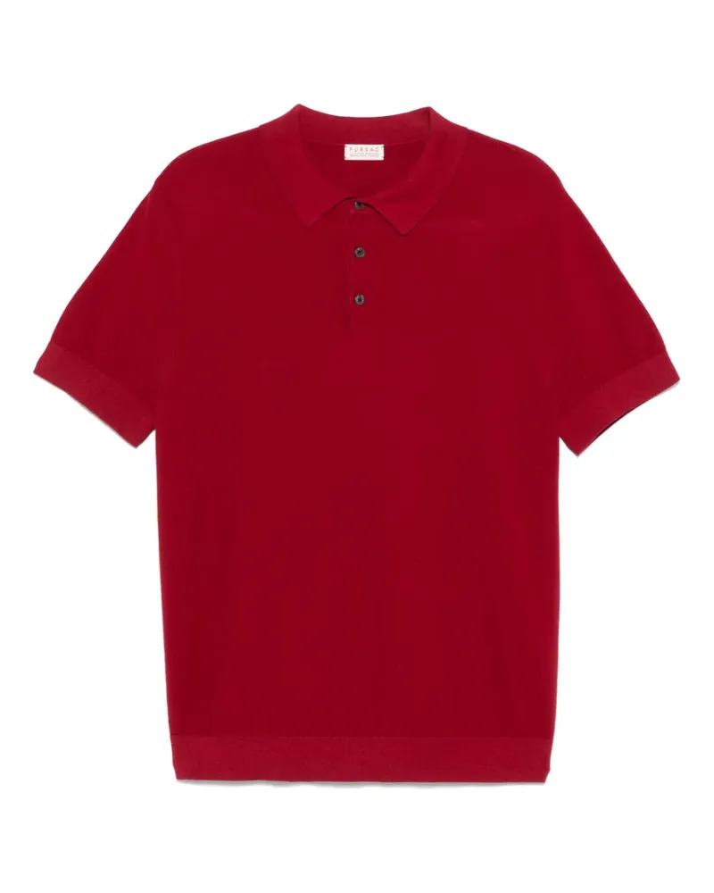 FURSAC Fein gestricktes Poloshirt - Rot Rot
