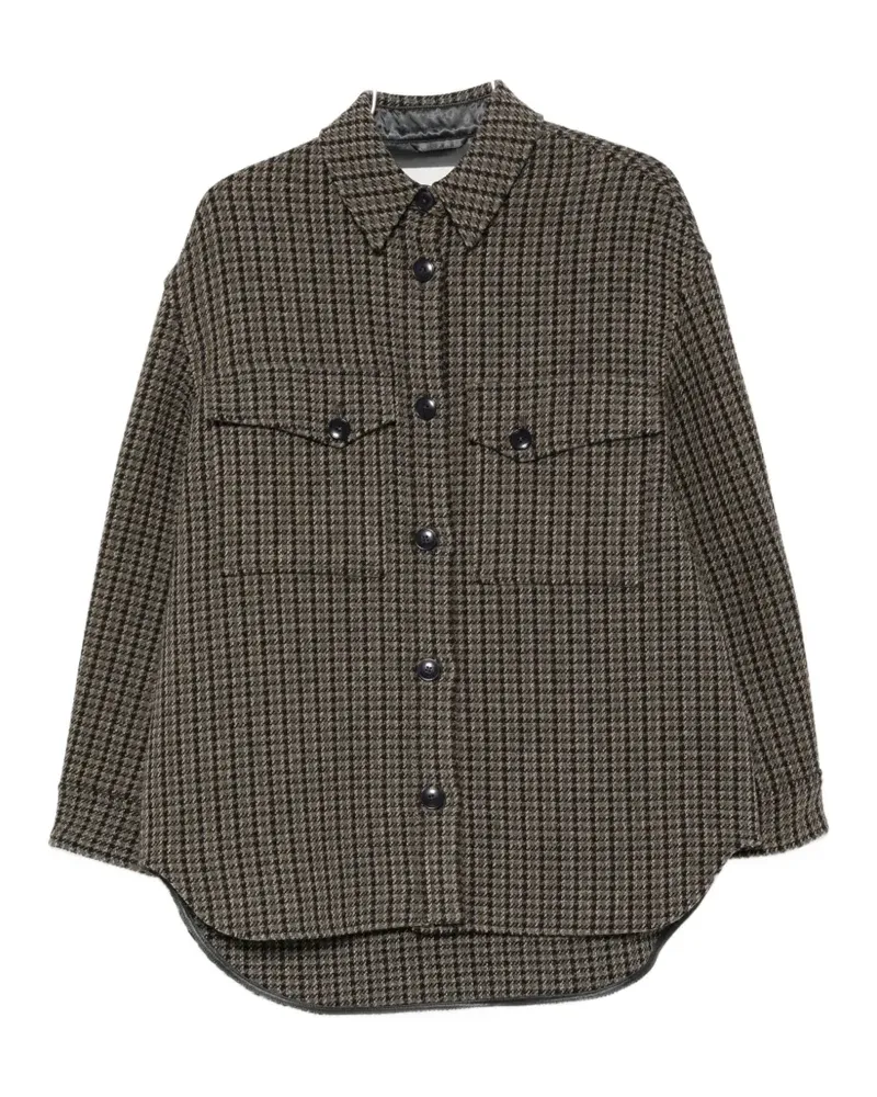 Closed houndstooth-pattern button-up jacket - Braun Braun