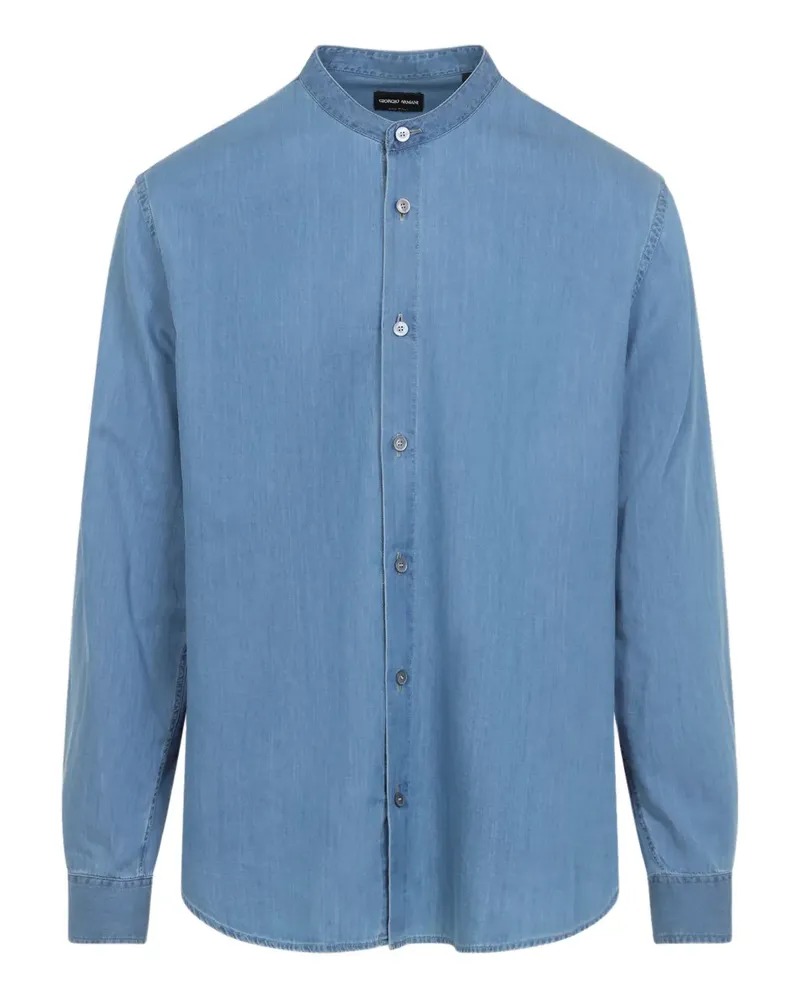 Giorgio Armani collarless buttoned shirt - Blau Blau