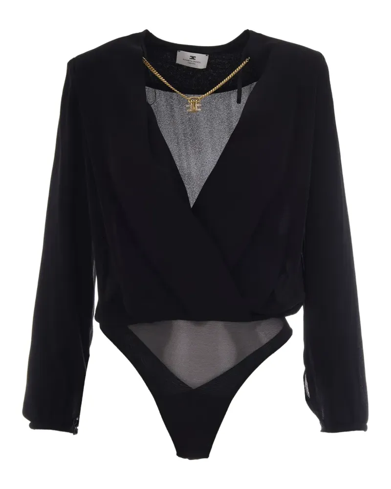 Elisabetta Franchi chain-detail wrap bodysuit - Schwarz Schwarz