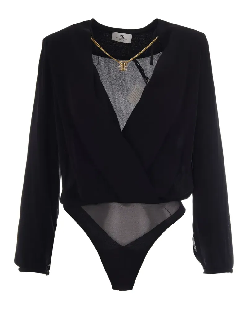 Elisabetta Franchi chain-detail wrap bodysuit - Schwarz Schwarz