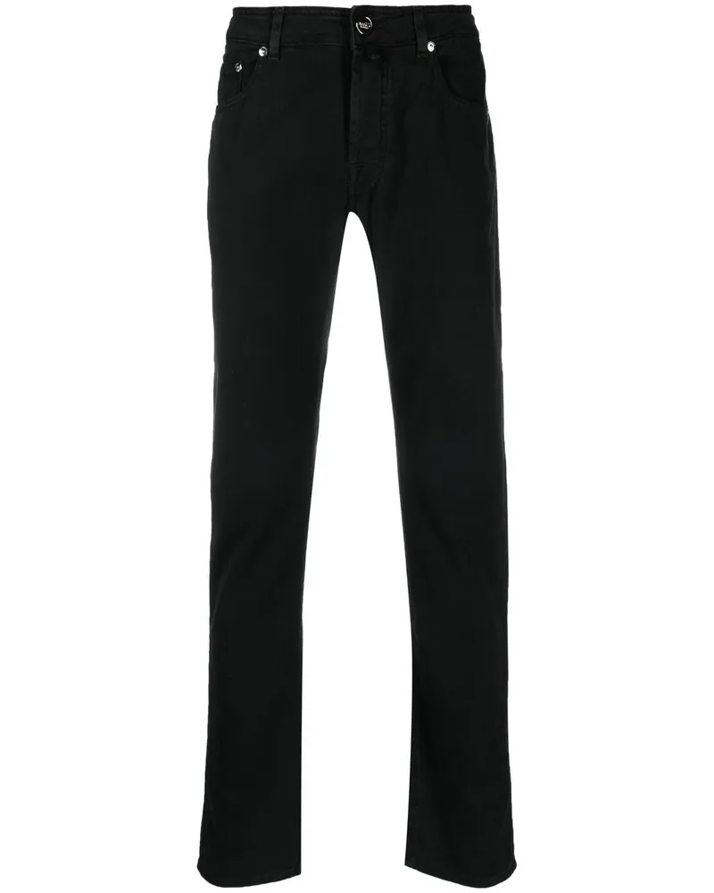MOORER Klassische Straight-Leg-Jeans - Schwarz Schwarz