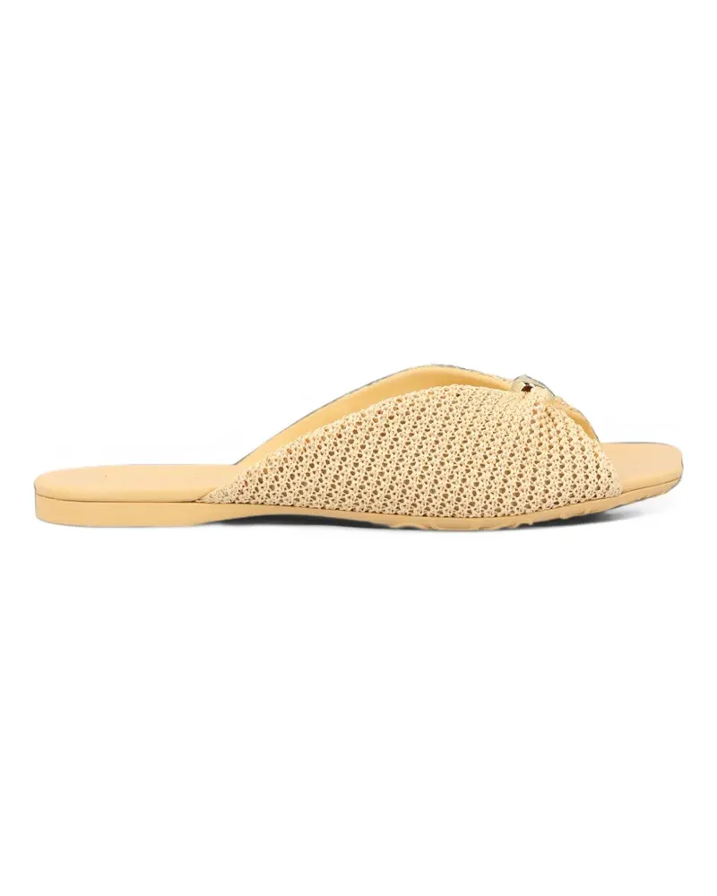 Loewe Pebble Soft Pantoletten aus Raffiabast - Nude Nude