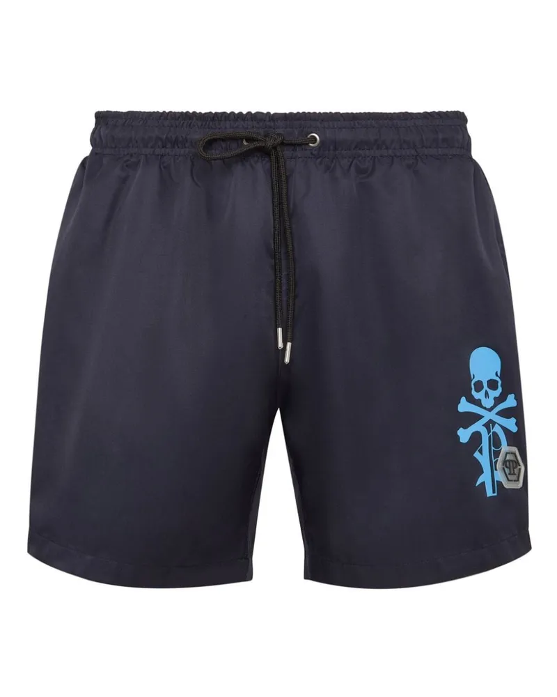 Philipp Plein Badeshorts mit Logo-Print - Blau Blau