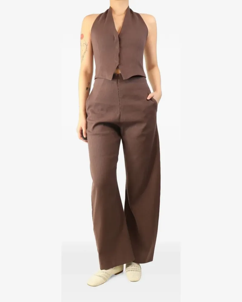 Cortana halterneck wide-leg trousers set - Braun Braun