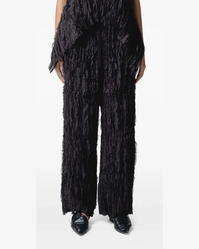 Muller of Yoshiokubo Ruffle panelled trousers - Schwarz Schwarz