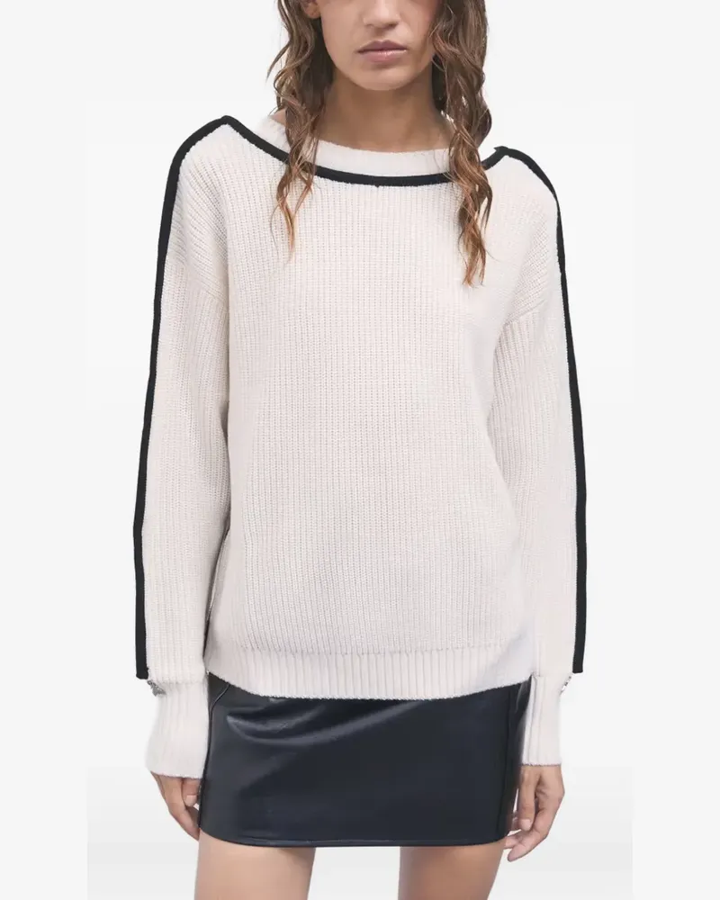 Patrizia Pepe contrast-trim zip-detail sweatshirt - Nude Nude