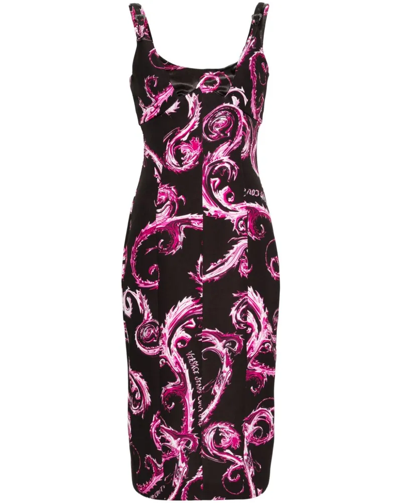 Versace Jeans Midikleid mit Chromo Couture-Print - Schwarz Schwarz
