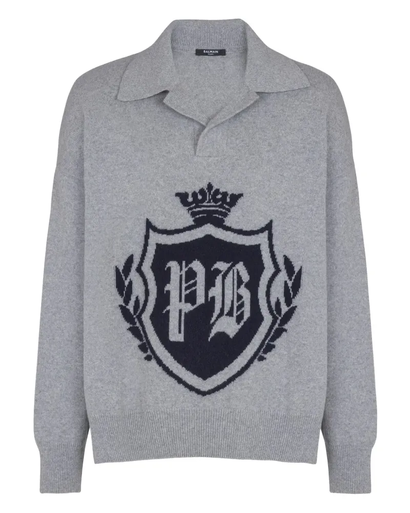 Balmain Pullover mit Emblem - Grau Grau