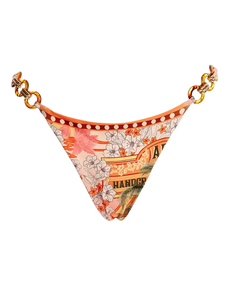 AGUA BENDITA Ketten-Bikinihöschen mit Blumen-Print - Nude Nude