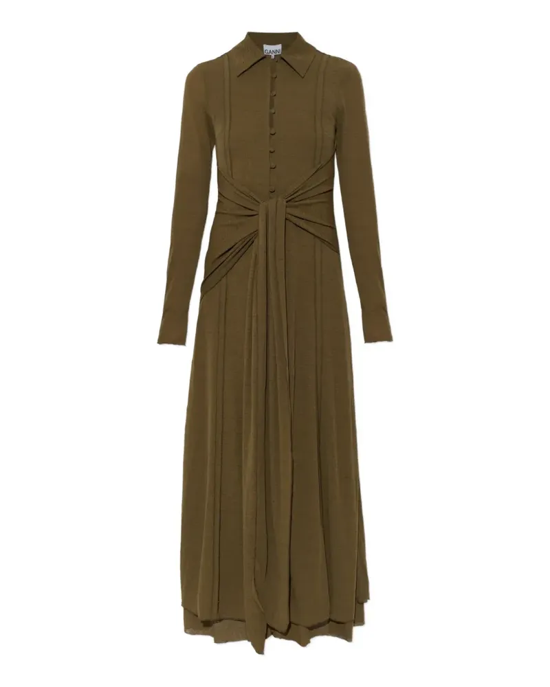 Ganni tie-waist button-down maxi dress - Grün Grün