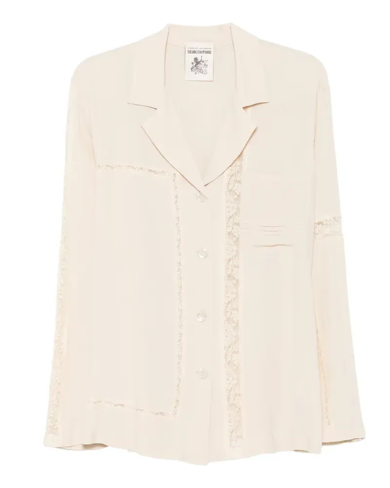 Semicouture Aida lace-trim shirt - Nude Nude