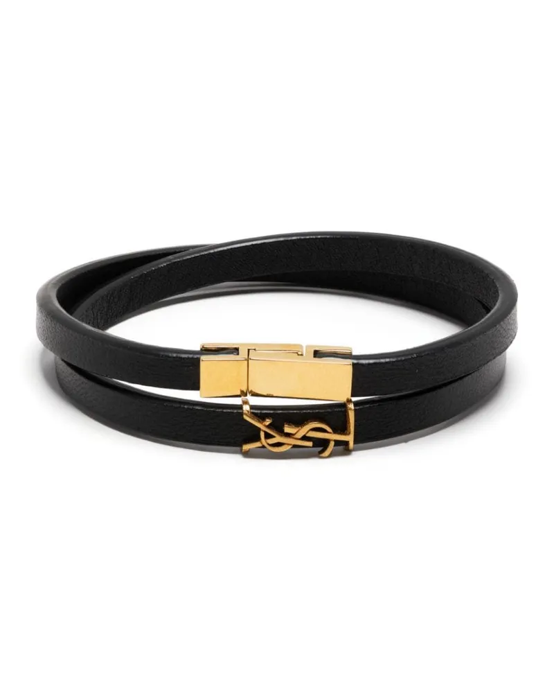 Saint Laurent Gewickeltes Lederarmband - Schwarz Schwarz