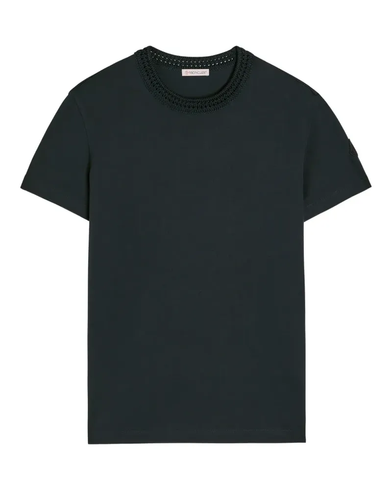 Moncler crochet-trim T-shirt - Blau Blau