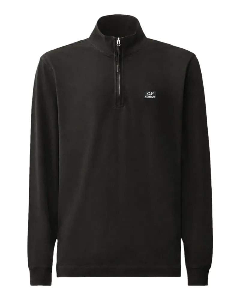 C.P. Company Langärmeliges Poloshirt mit kurzem Reißverschluss - Schwarz Schwarz