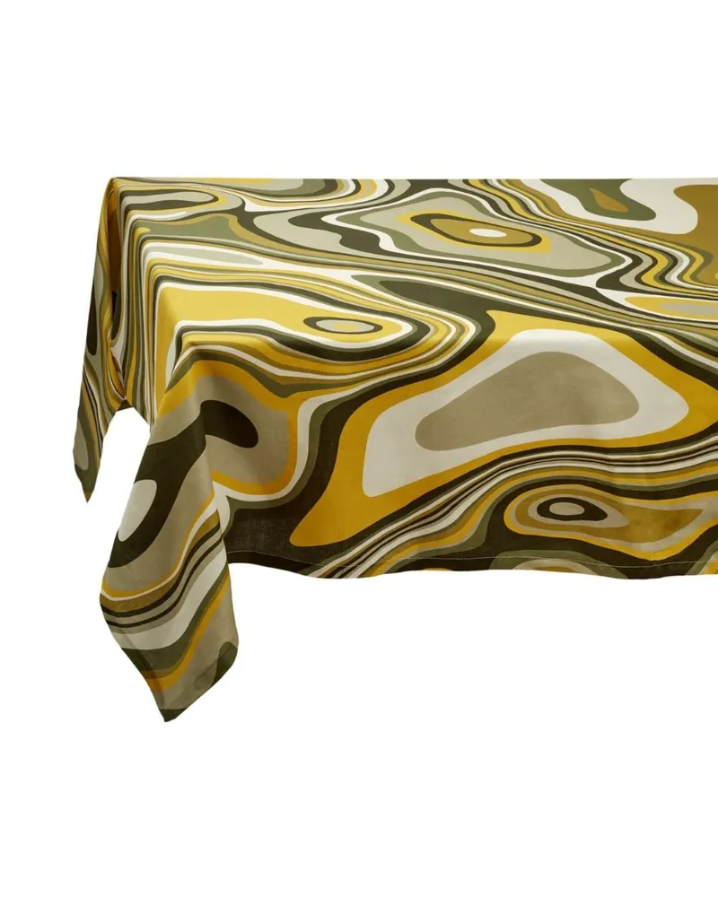 L’OBJET Sateen Waves Tischdecke aus Leinen - Grün Grün