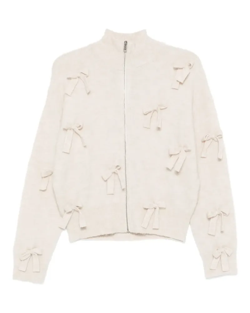 Aniye By bow-embellished zip-front cardigan - Nude Nude