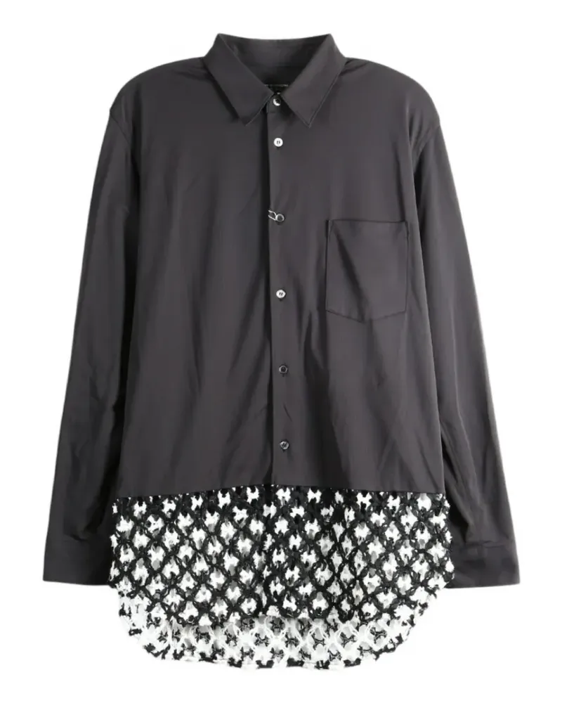 Comme des Garçons crochet-panel chest-pocket shirt - Schwarz Schwarz