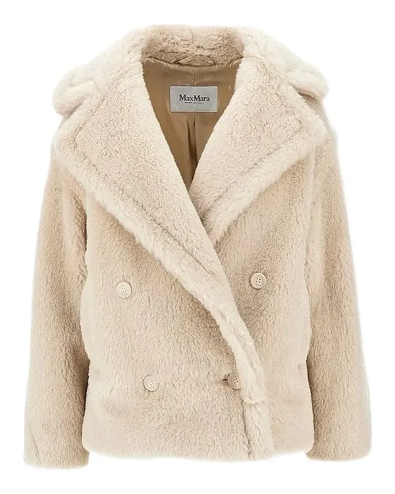 Max Mara Teddy faux-fur double-breasted jacket - Nude Nude