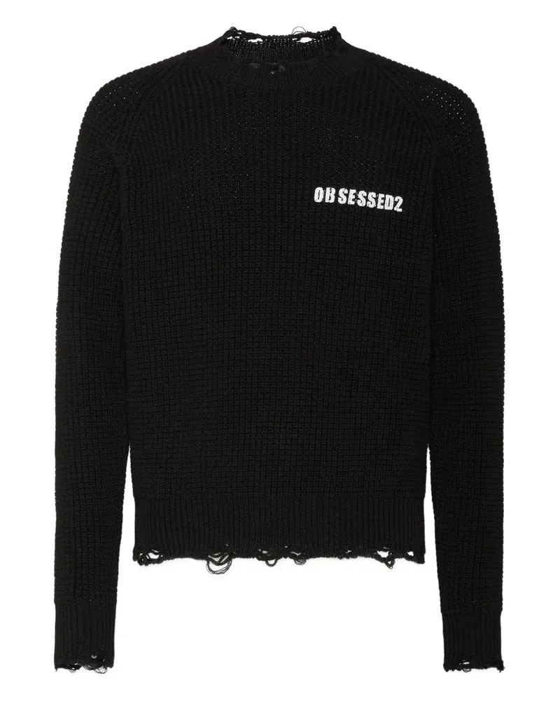 Dsquared2 Pullover in Distressed-Optik - Schwarz Schwarz