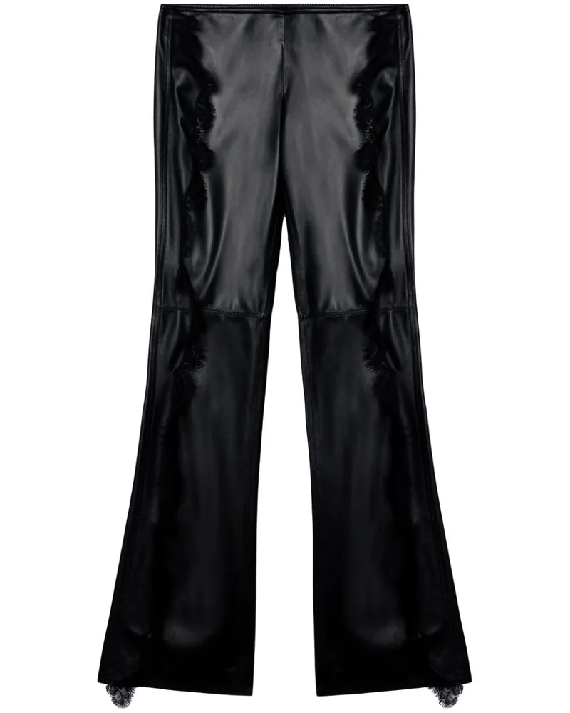 OFF-WHITE Lederhose mit Spitzenbesatz - Schwarz Schwarz