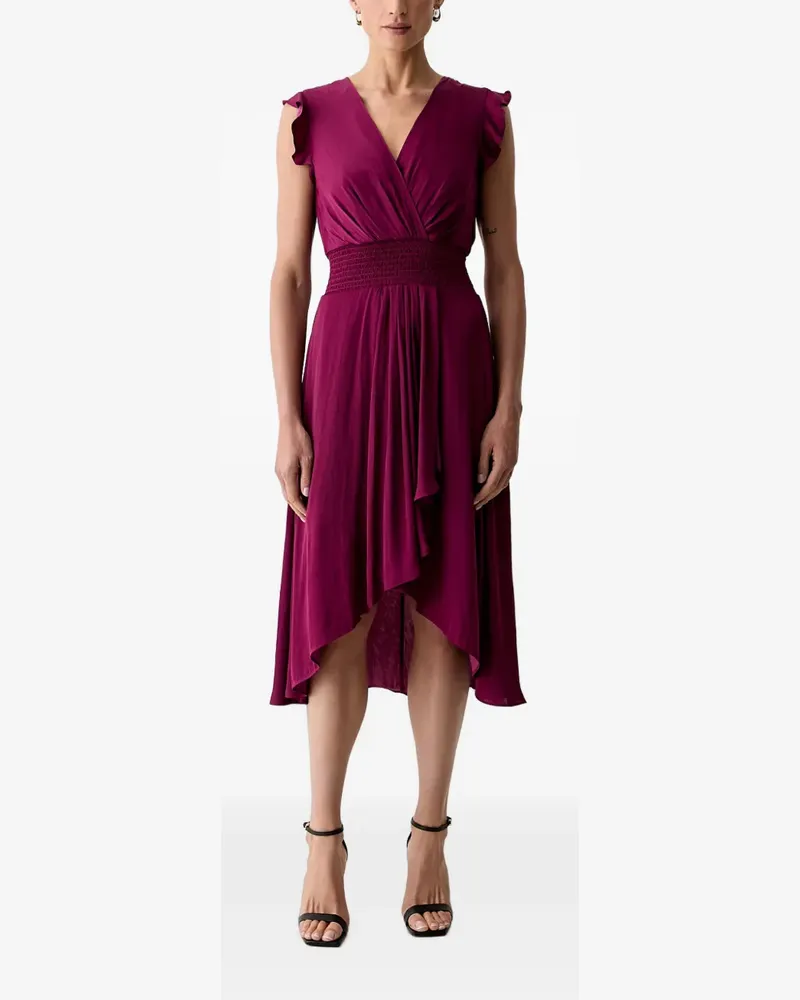 Morgan Asymmetrisches Kleid mit Rüschenärmeln - Rot Rot