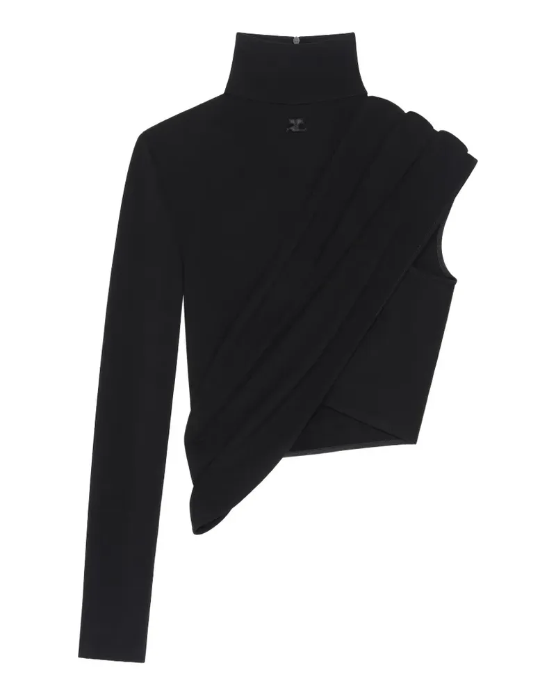 Courrèges Cropped-Top mit asymmetrischen Ärmeln - Schwarz Schwarz