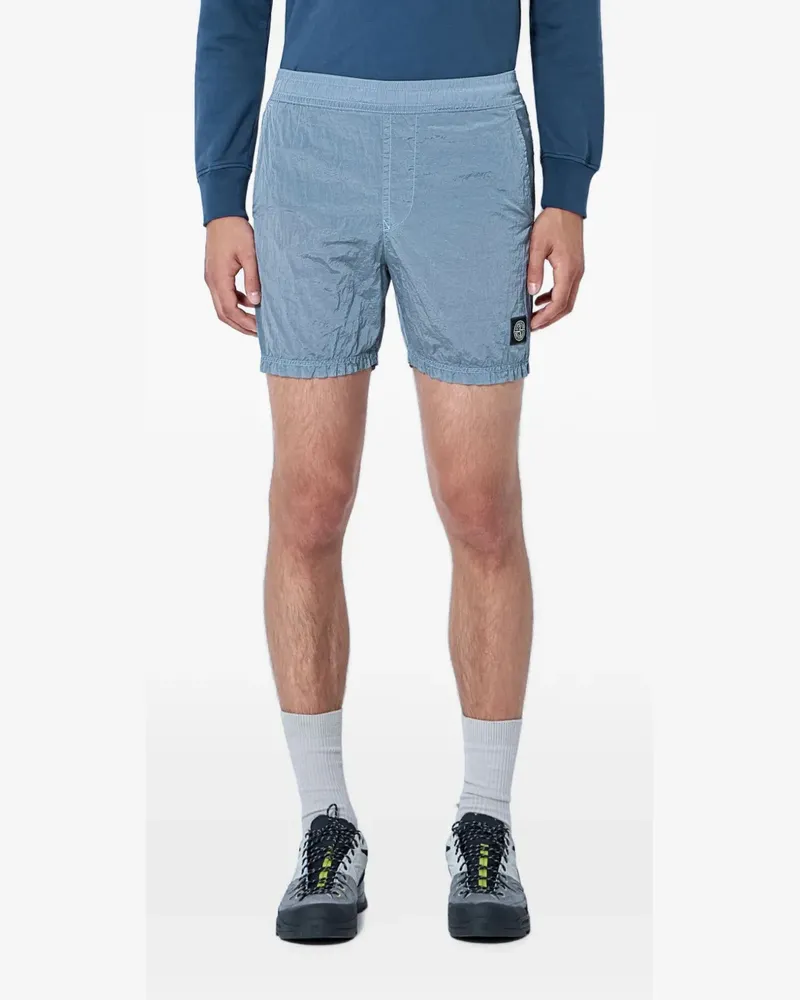 Stone Island logo-patch elasticated-waistband shorts - Blau Blau