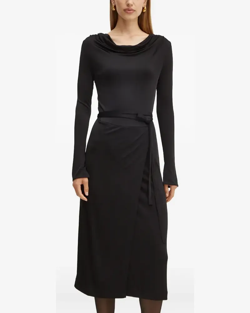 HUGO BOSS Midikleid mit drapiertem Ausschnitt - Schwarz Schwarz