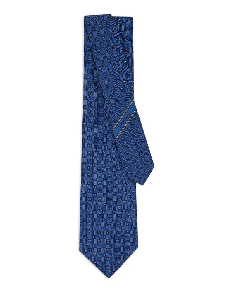 Ferragamo Seidenkrawatte mit Gancini-Jacquardmuster - Blau Blau