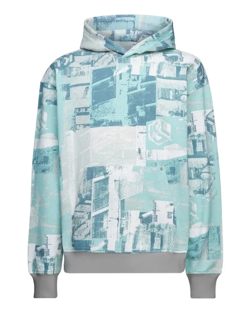 Karl Lagerfeld cityscape-print organic-cotton hoodie - Blau Blau