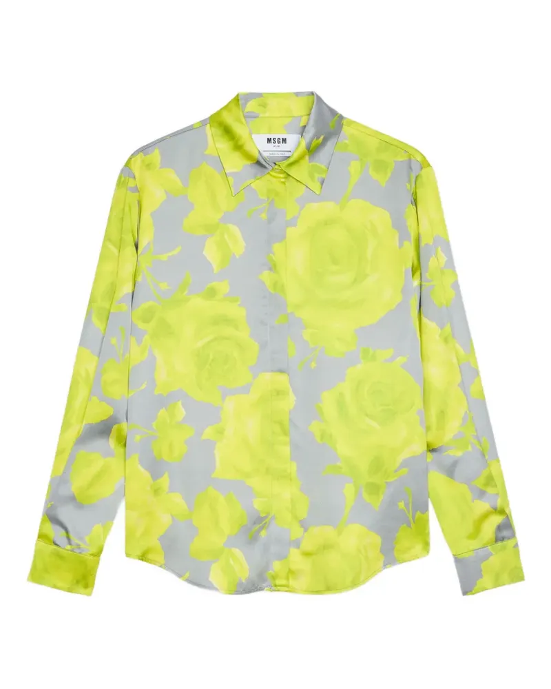 MSGM floral-detail shirt - Grau Grau