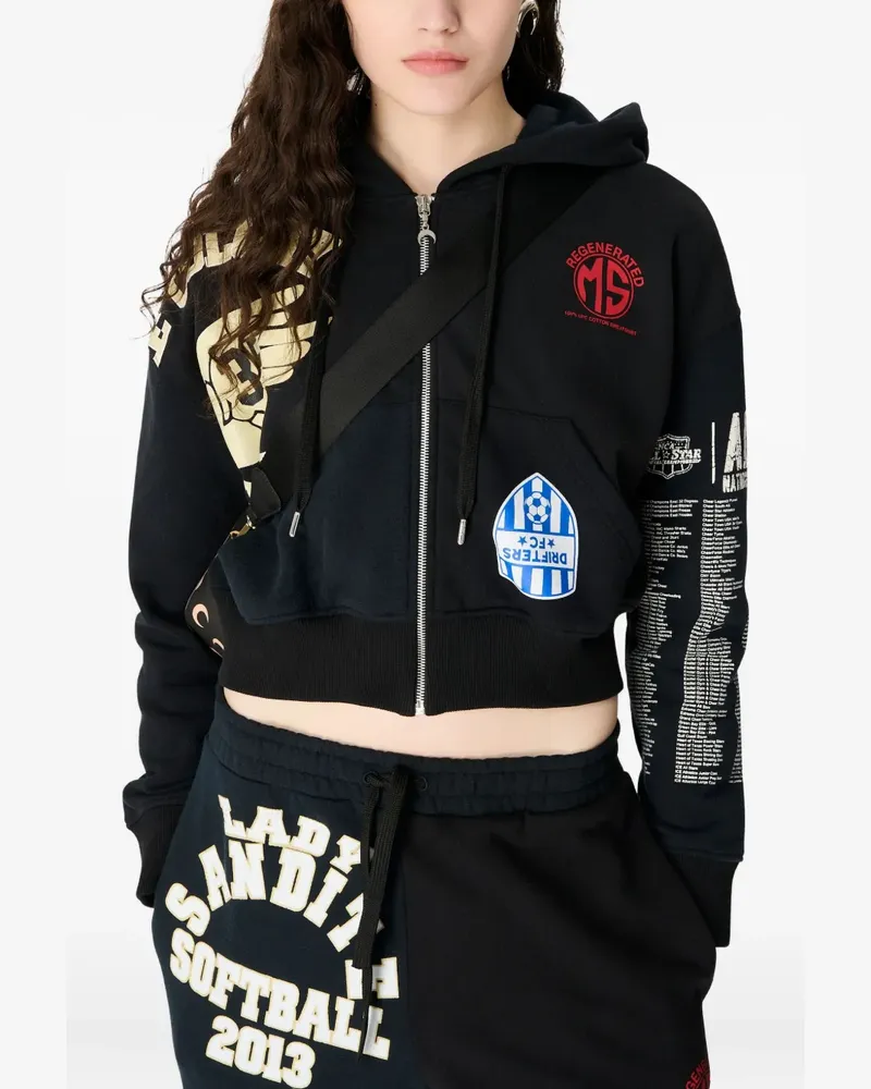 Marine Serre long-sleeve hoodie - Schwarz Schwarz
