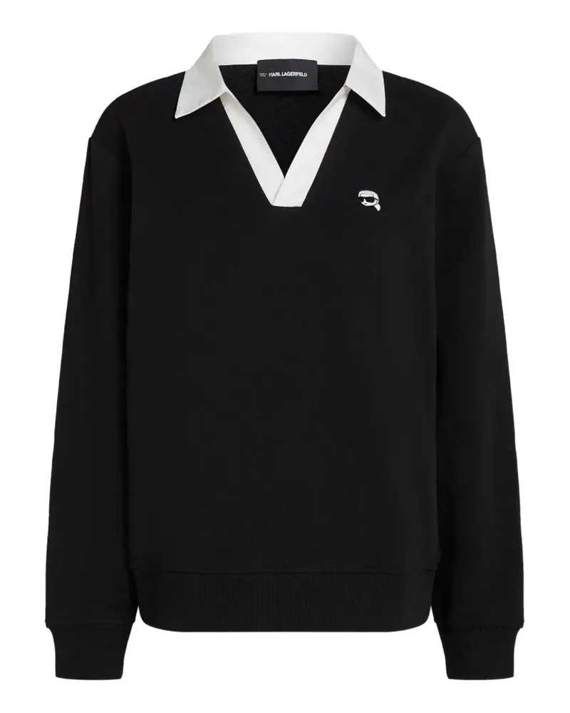 Karl Lagerfeld Ikon Sweatshirt mit V-Ausschnitt - Schwarz Schwarz